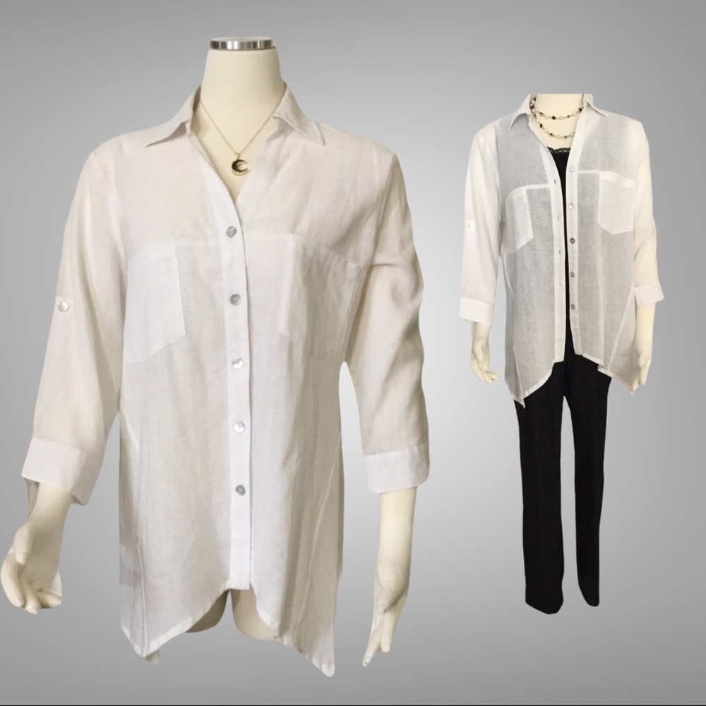 Azucar Women’s Linen Button Down Shirt NWOT Size M